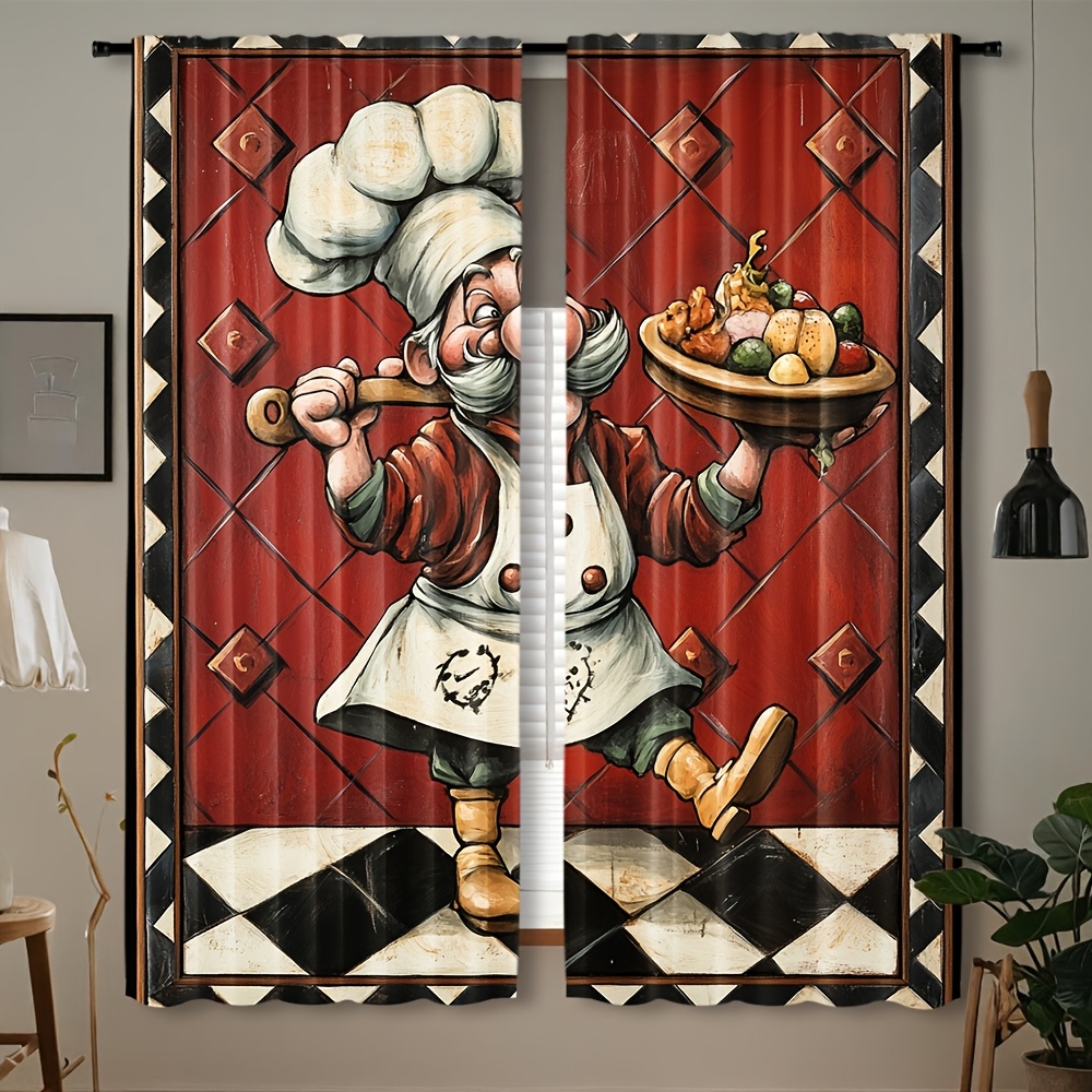 Home Cooking In French - Yenilikçi Şef Karikatür Perdeler Çift Mutfak