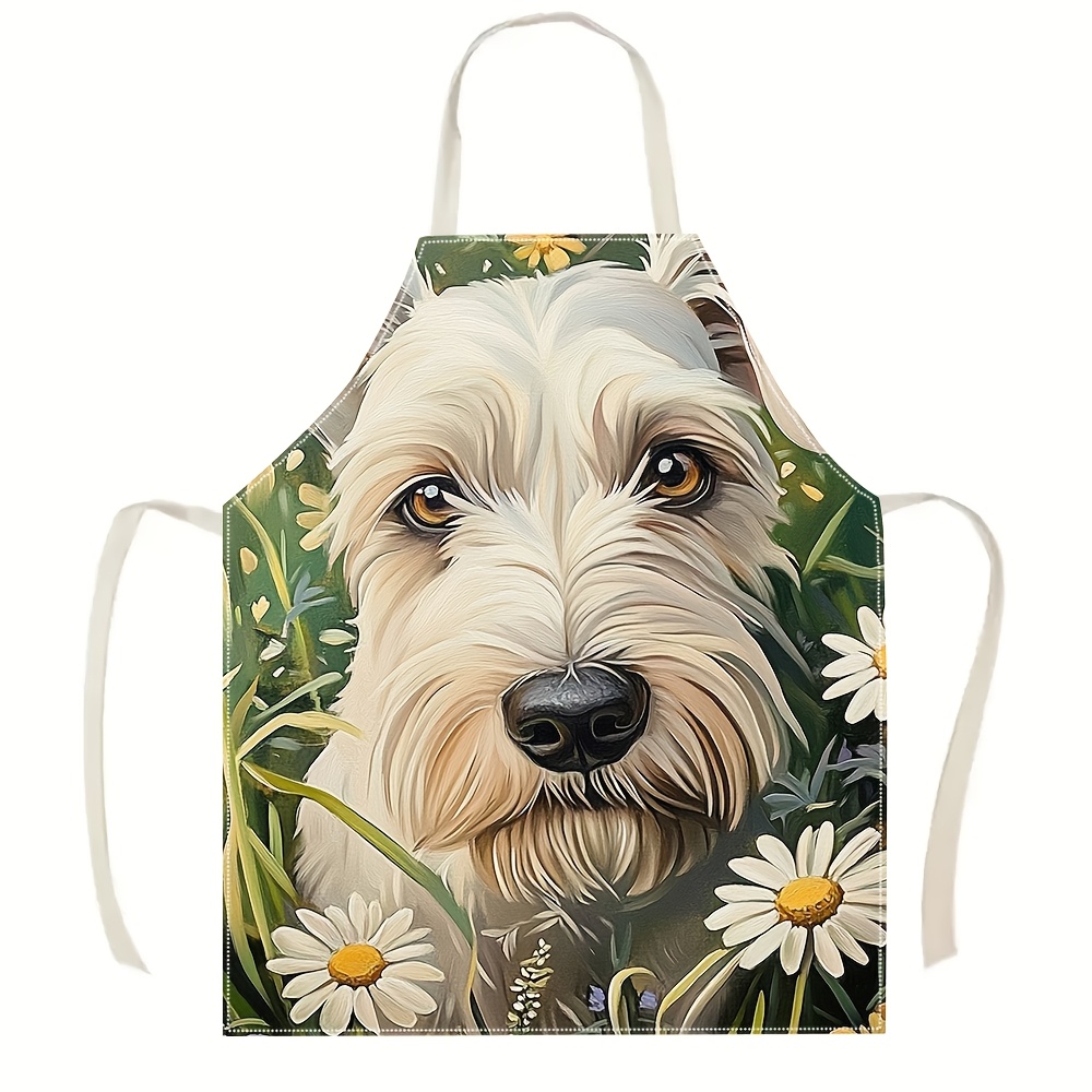 Home Cooking For Dogs - Sevimli Beyaz Köpek Önlüğü, Çiçekli Yavru