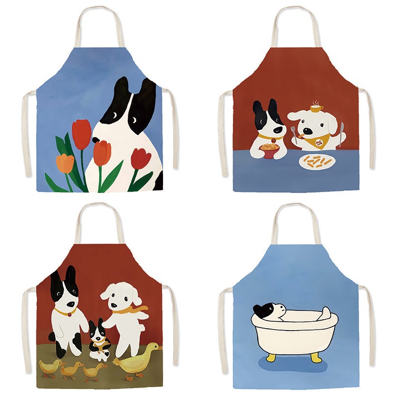 Home Cooking For Dogs - Sevimli Karikatür Kedi Köpek Baskılı Pamuk